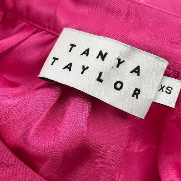 Tanya Taylor Hot Pink Amy Silk Floral Keyhole Blouse - Picture 9 of 11